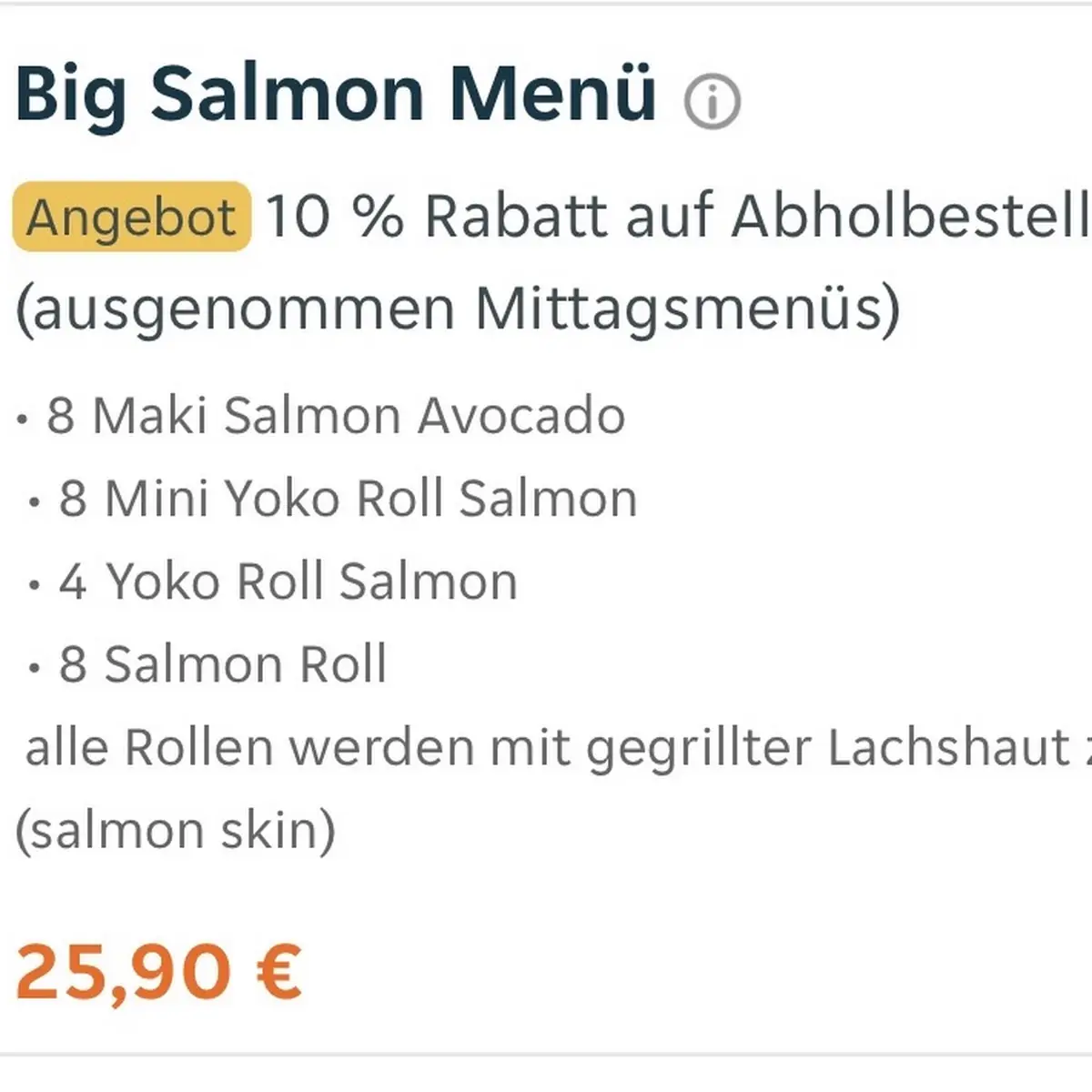 Speisekarte, Yoko Sushi Lieferservice Göttingen West