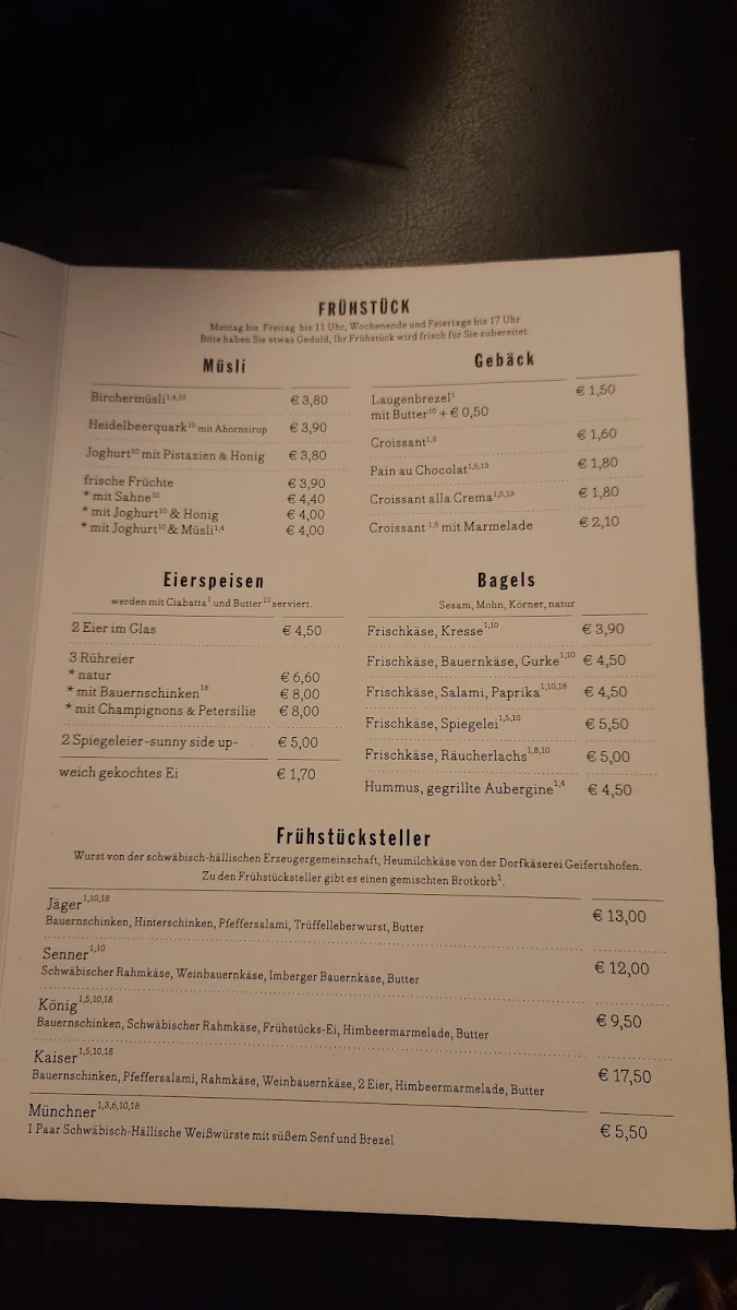 Speisekarte, Cafe Kaiserbau