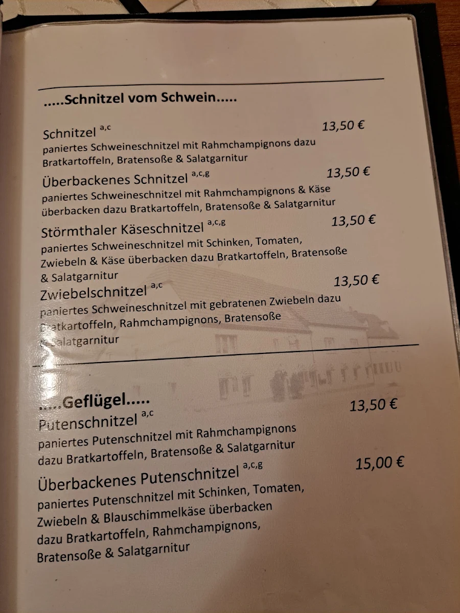 Speisekarte, Gasthof Störmthal