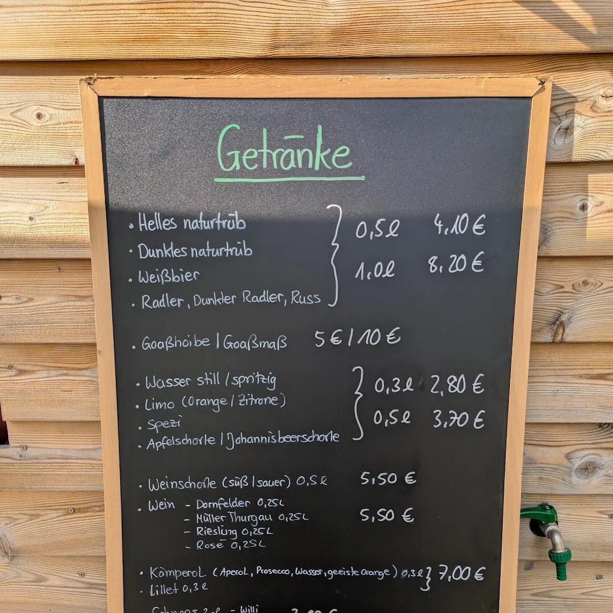 Speisekarte, Kämper Bräu Biergarten