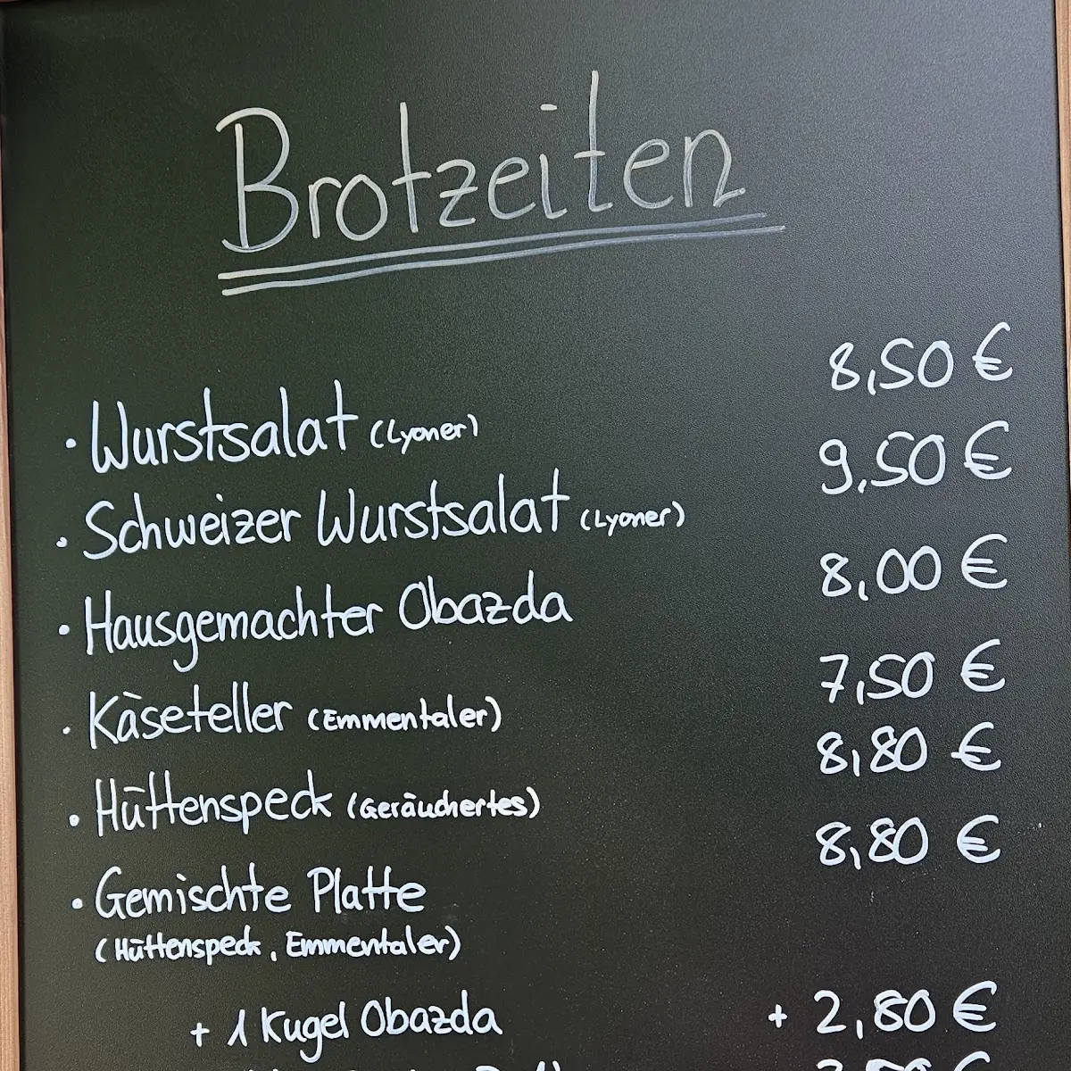 Speisekarte, Kämper Bräu Biergarten