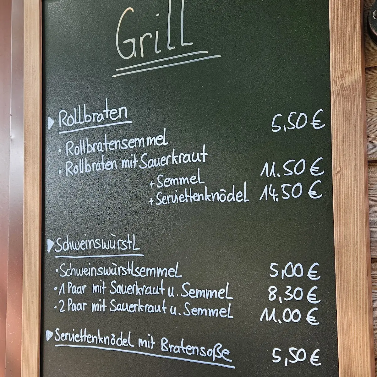 Speisekarte, Kämper Bräu Biergarten