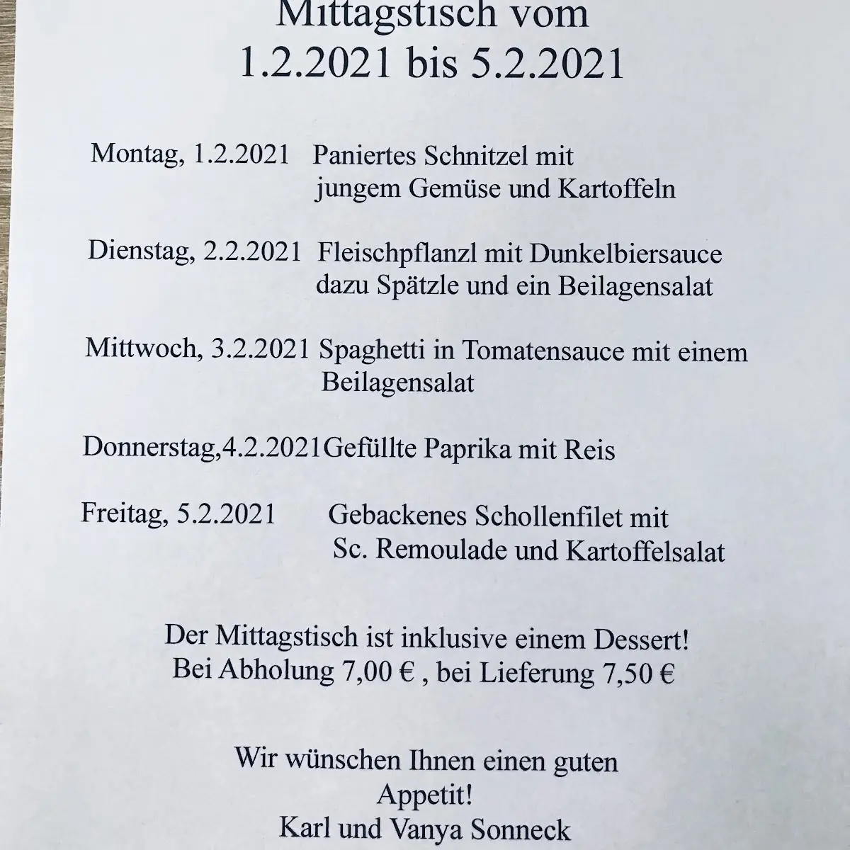 Speisekarte photo 2