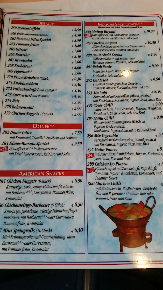 Speisekarte, Judge Pizza