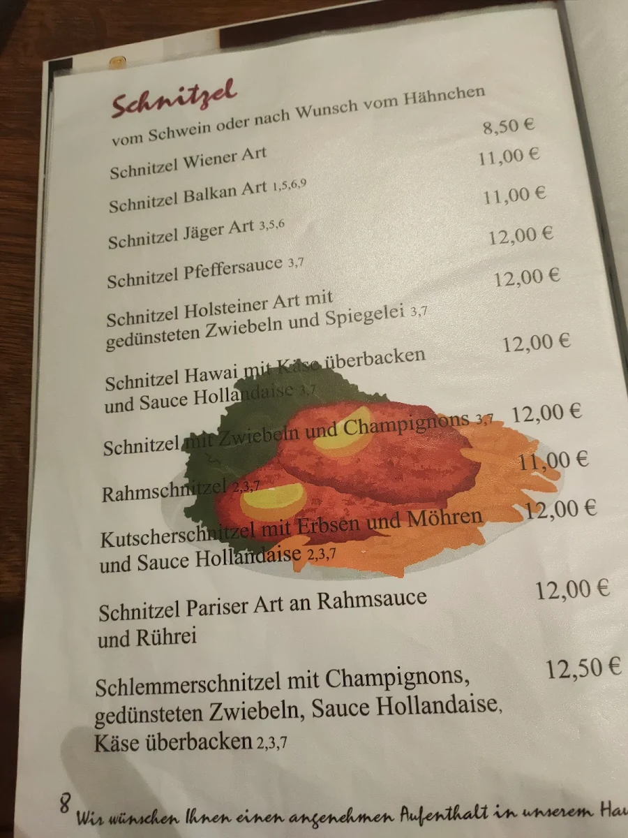 Speisekarte, Zum Backhaus