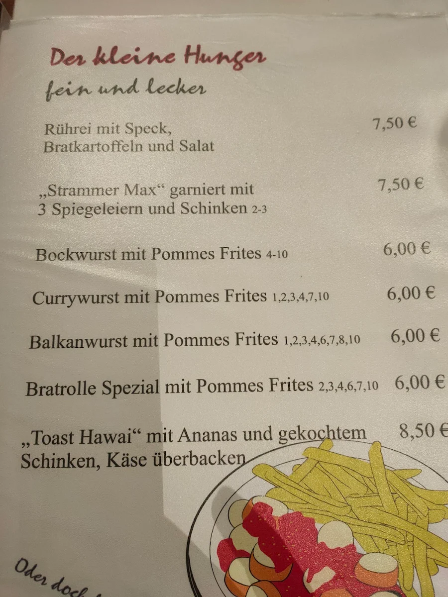 Speisekarte, Zum Backhaus