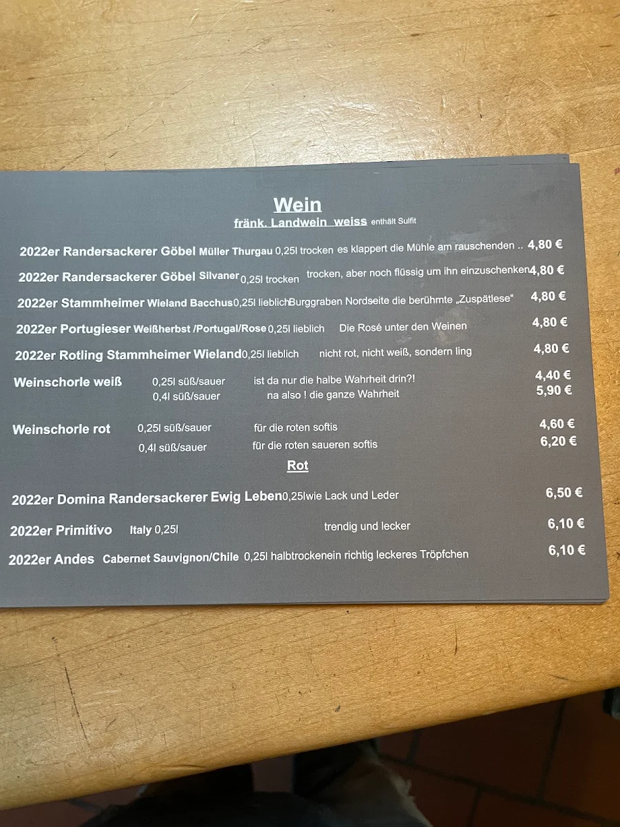 Speisekarte, Jenseits