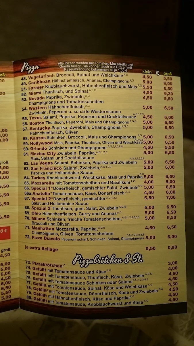 Speisekarte, Chillies Brilon