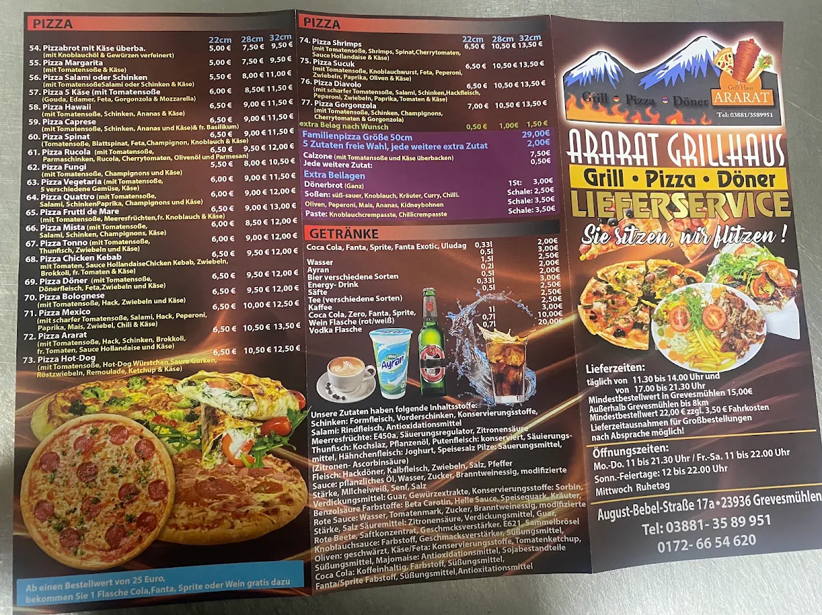 Speisekarte, Grillhaus Ararat Hayastan