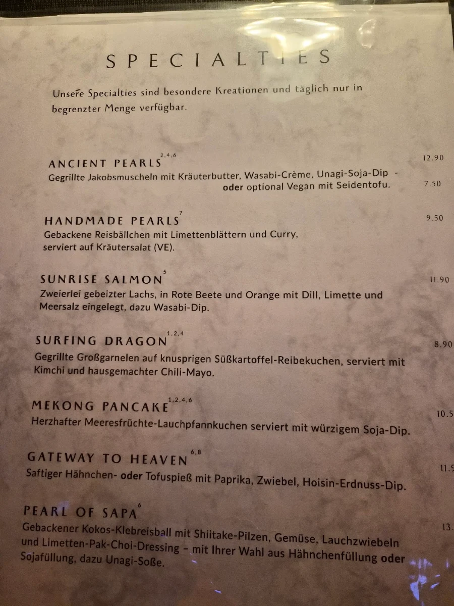 Speisekarte, Hoa Rong