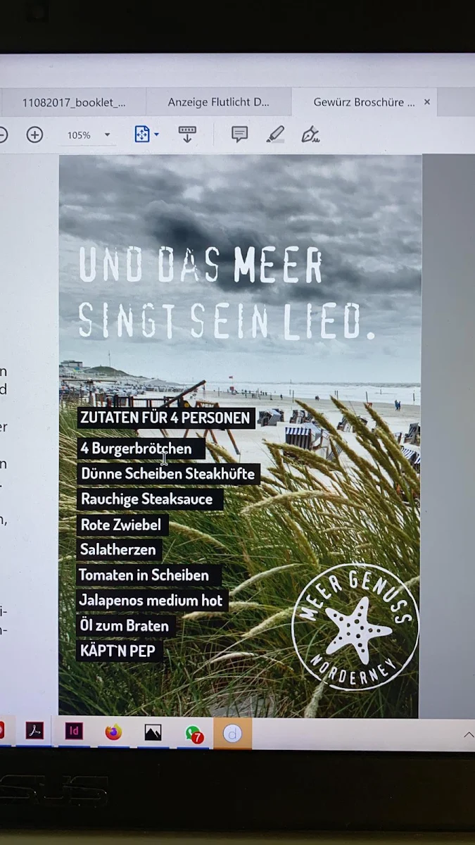 Speisekarte, Kochinsel Norderney / Mittagstisch zum Mitnehmen
