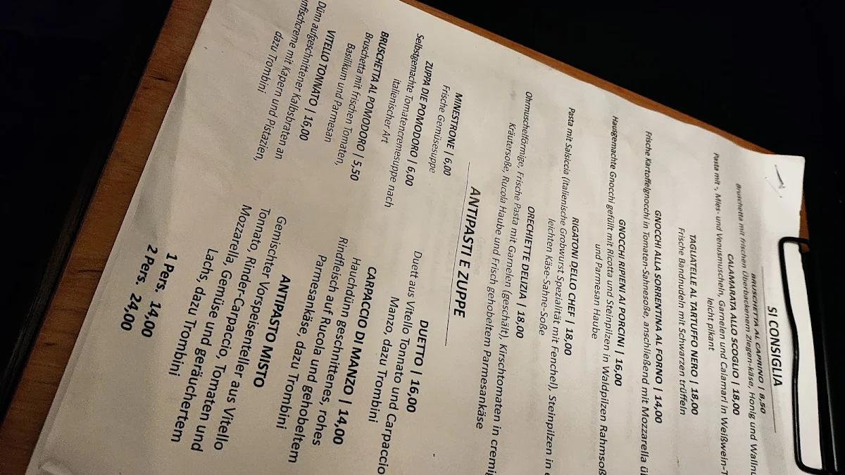 Speisekarte, Da Francesco Ristorante