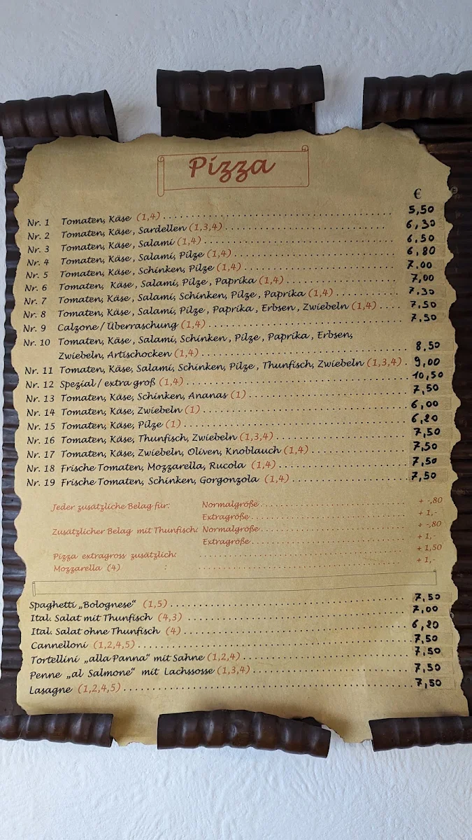 Speisekarte, Fulvio Diana Pizzeria Firenze