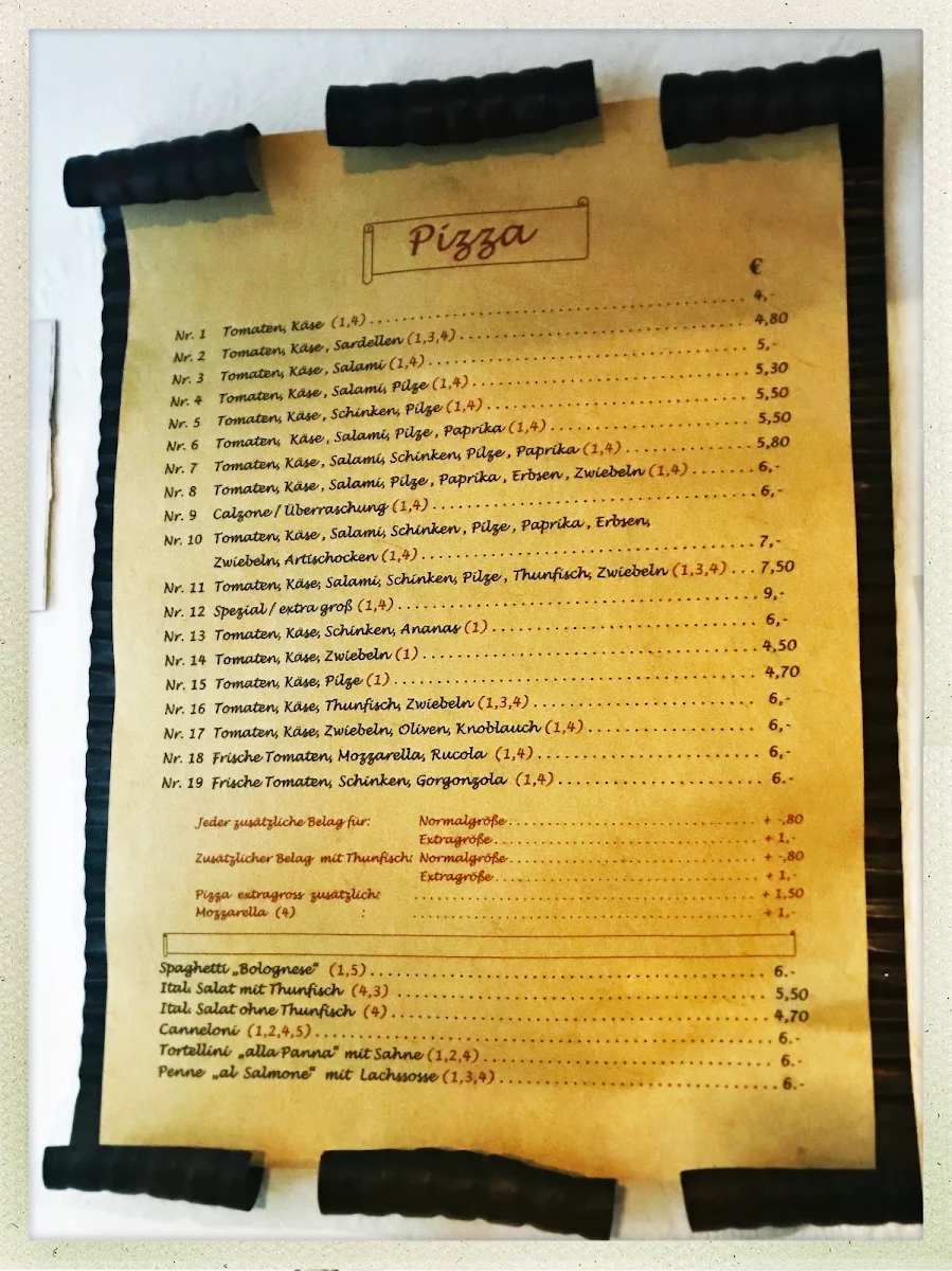 Speisekarte, Fulvio Diana Pizzeria Firenze