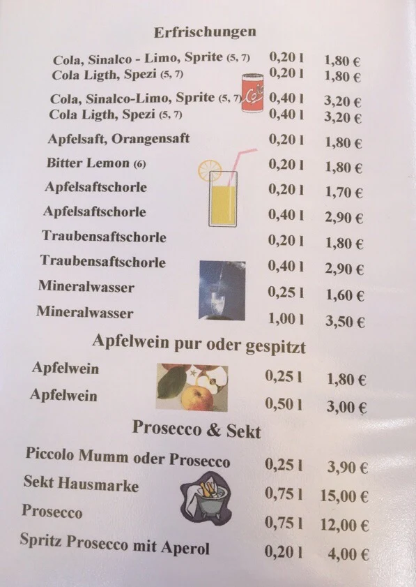 Speisekarte, Geleit Cafe Am Kreuz