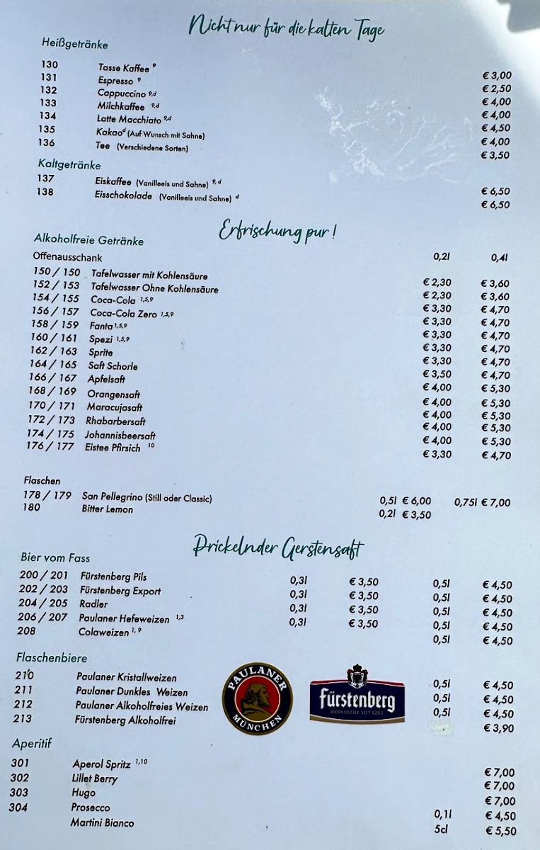 Speisekarte, Restaurant Strandbad Reichenau