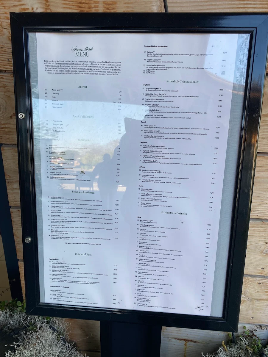 Speisekarte, Restaurant Strandbad Reichenau