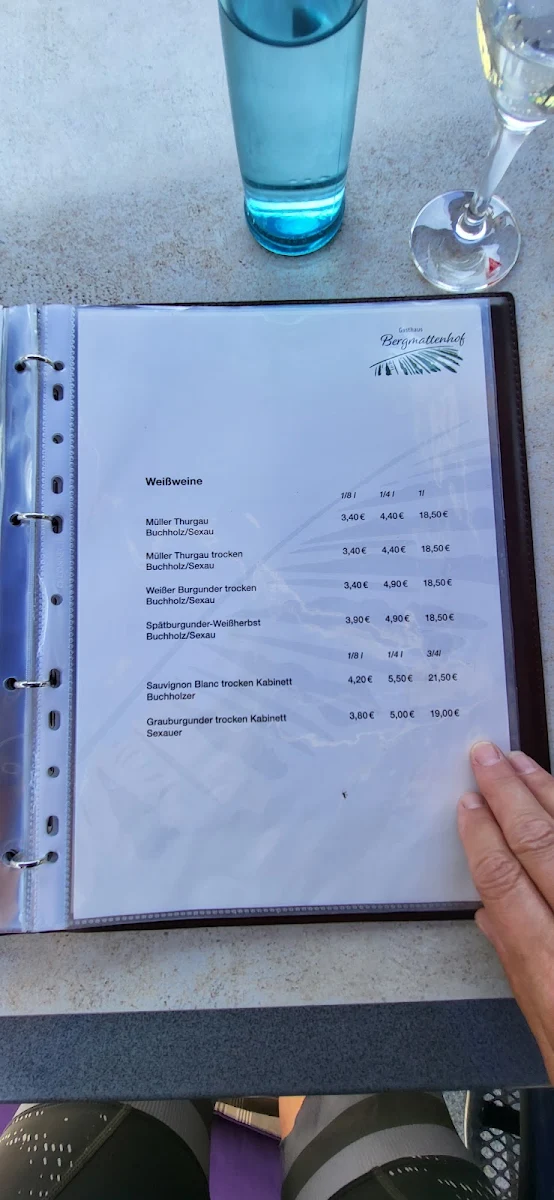 Speisekarte, Restaurant Bergmattenhof Sexau | Badische & Italienische Küche