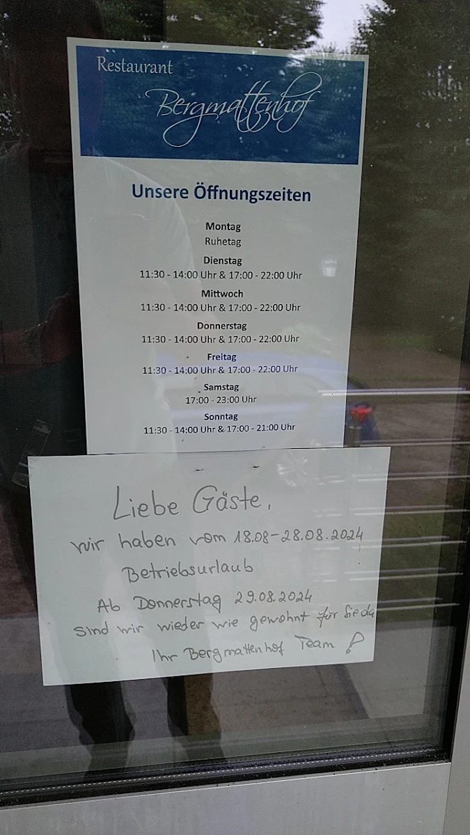 Speisekarte, Restaurant Bergmattenhof Sexau | Badische & Italienische Küche