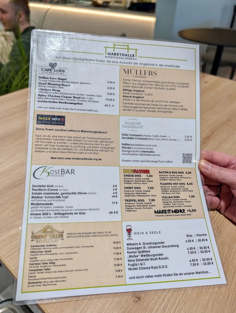 Speisekarte, Markthalle Mönchengladbach