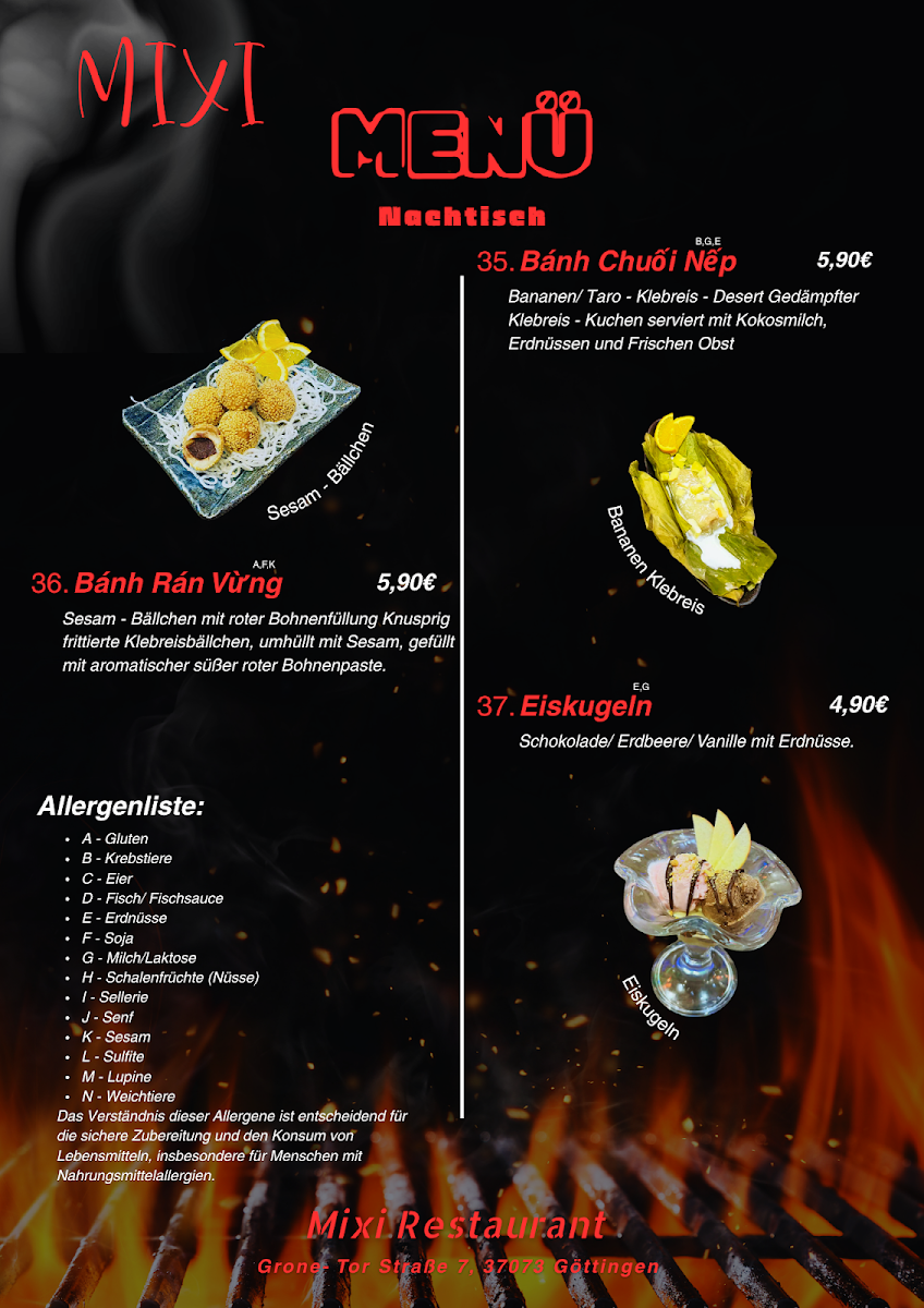 Speisekarte, Mixi bistro