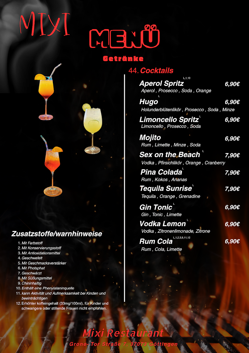 Speisekarte, Mixi bistro