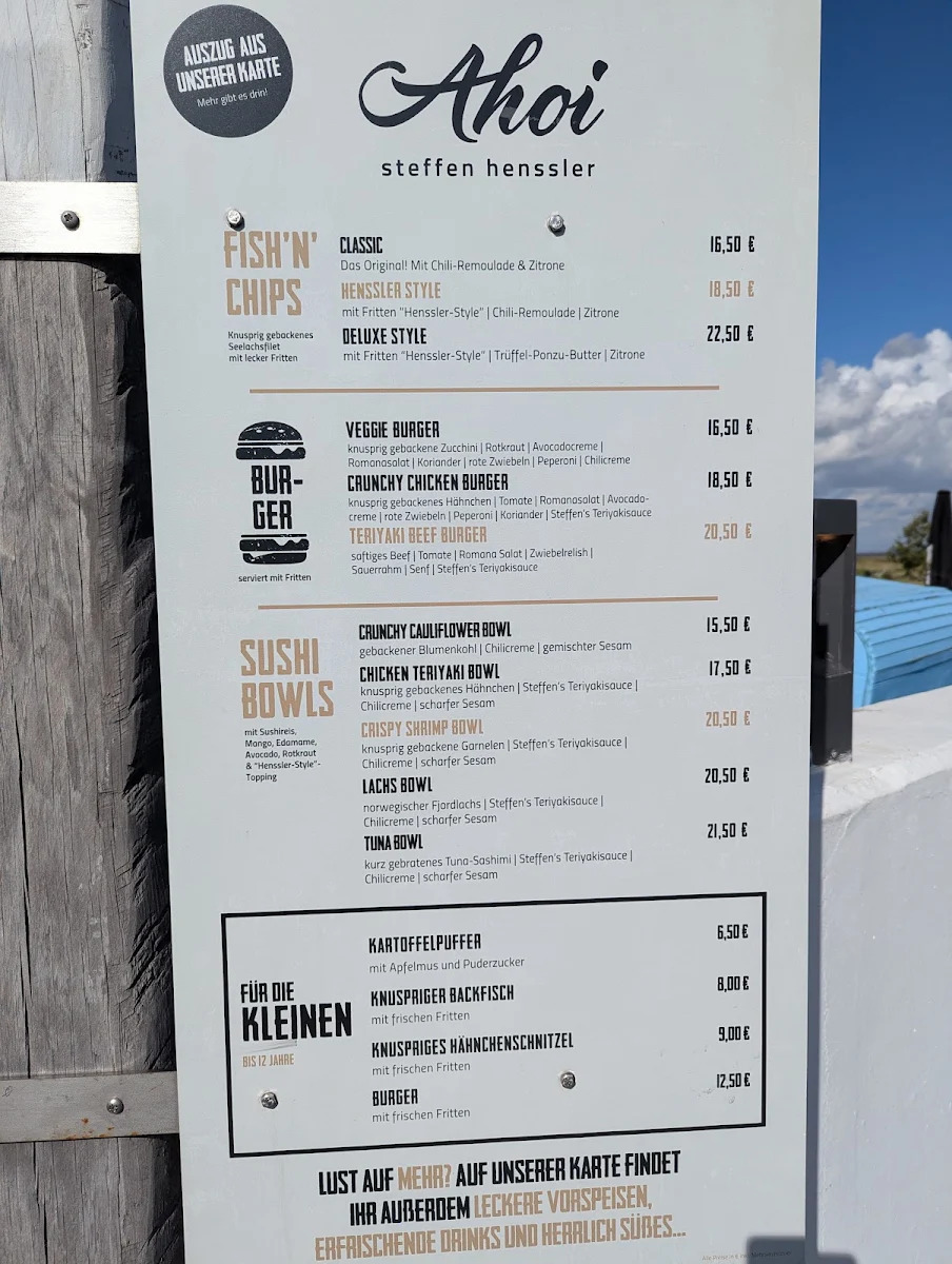 Speisekarte, Ahoi Steffen Henssler Otterndorf