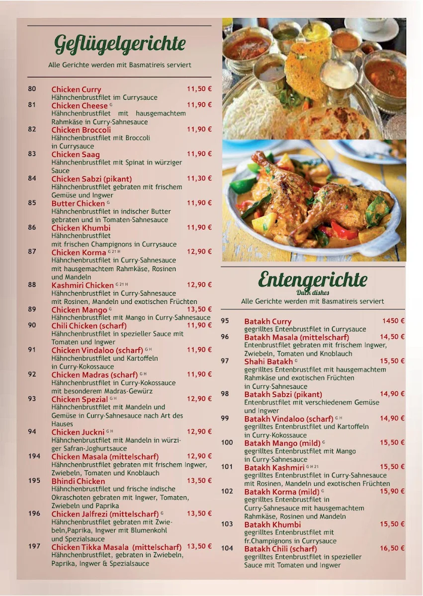 Speisekarte, Tandoori Palace + lieferservice