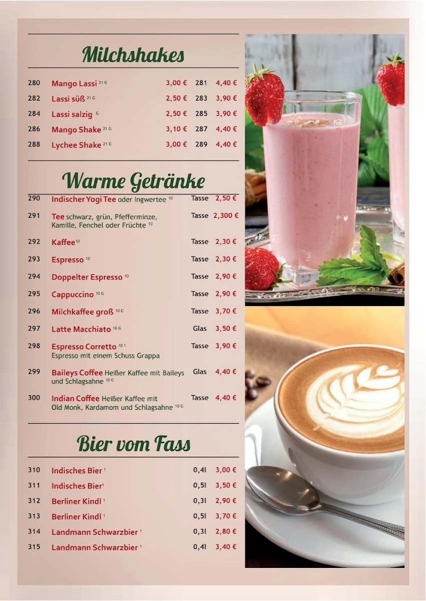Speisekarte, Tandoori Palace + lieferservice