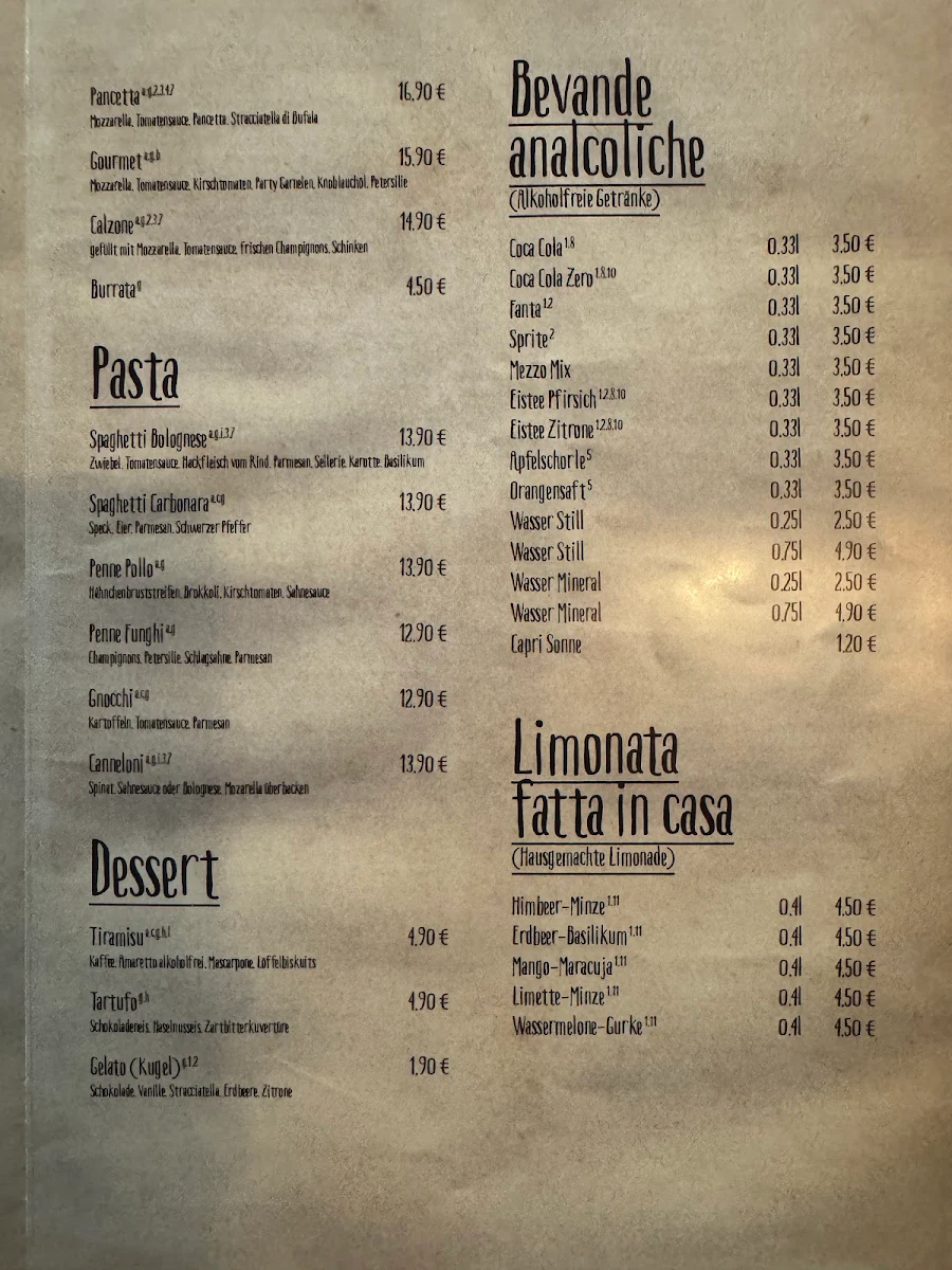 Speisekarte, Il tavolo del Gusto