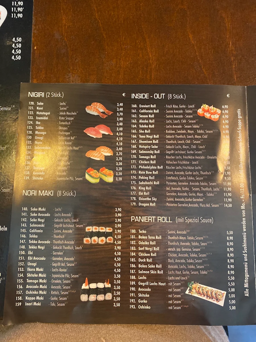 Speisekarte, Coco's Asia & Sushi