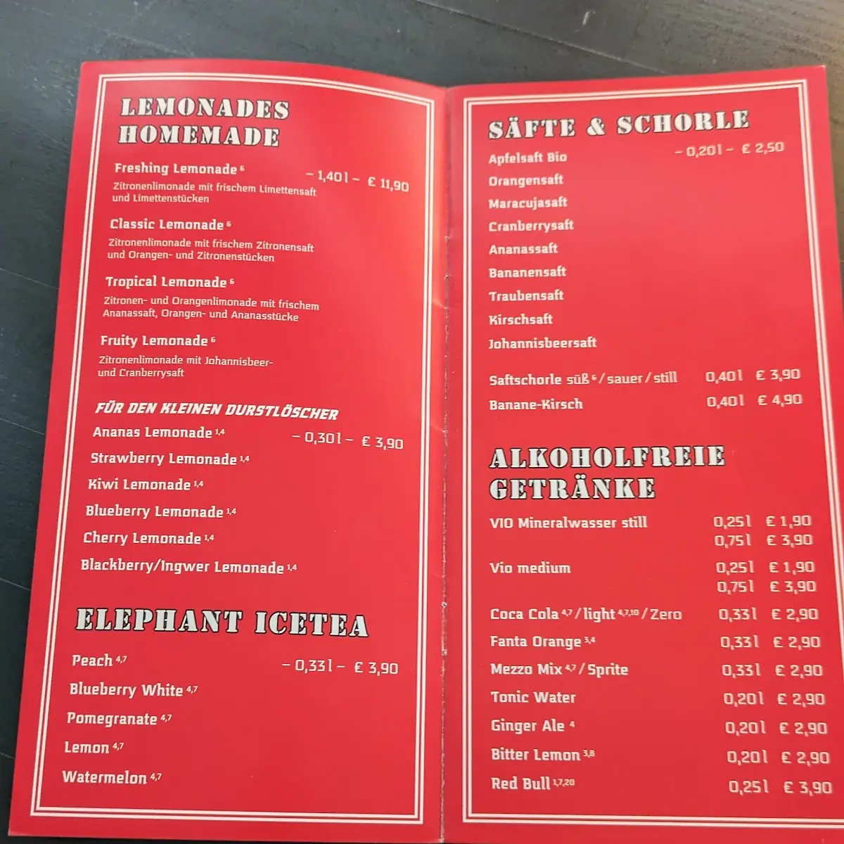 Speisekarte, Restaurant Bird's Diner