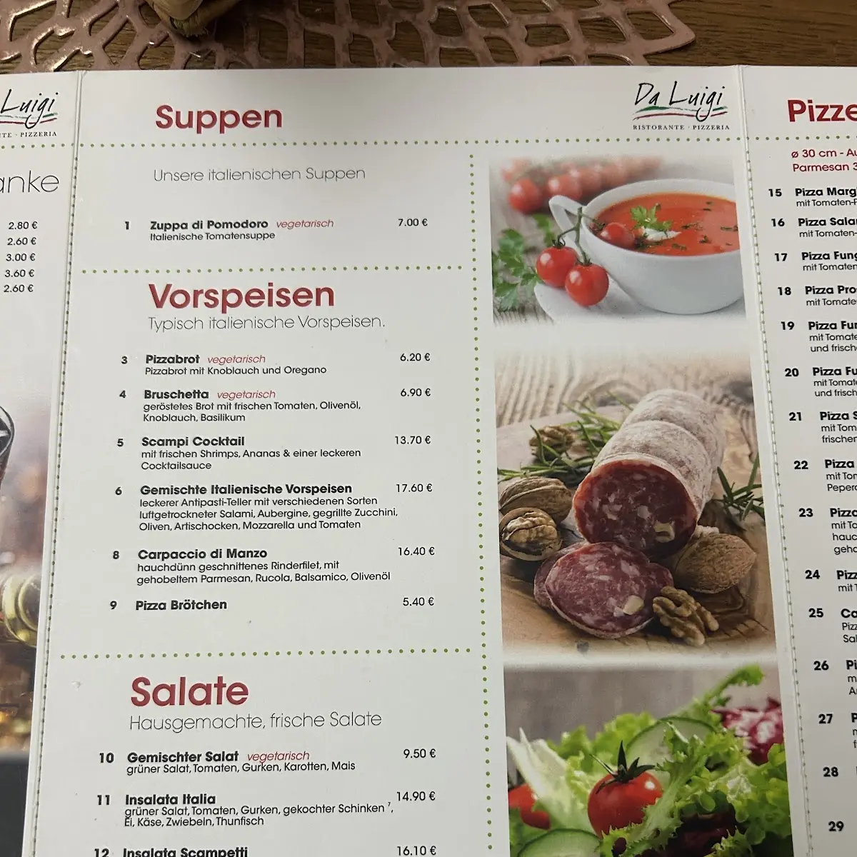Speisekarte, Ristorante Da Luigi
