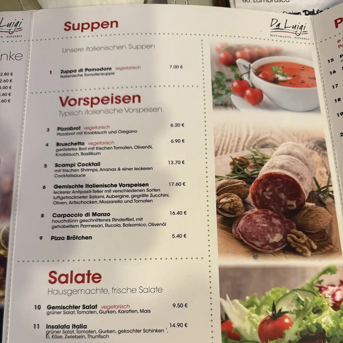 Speisekarte, Ristorante Da Luigi