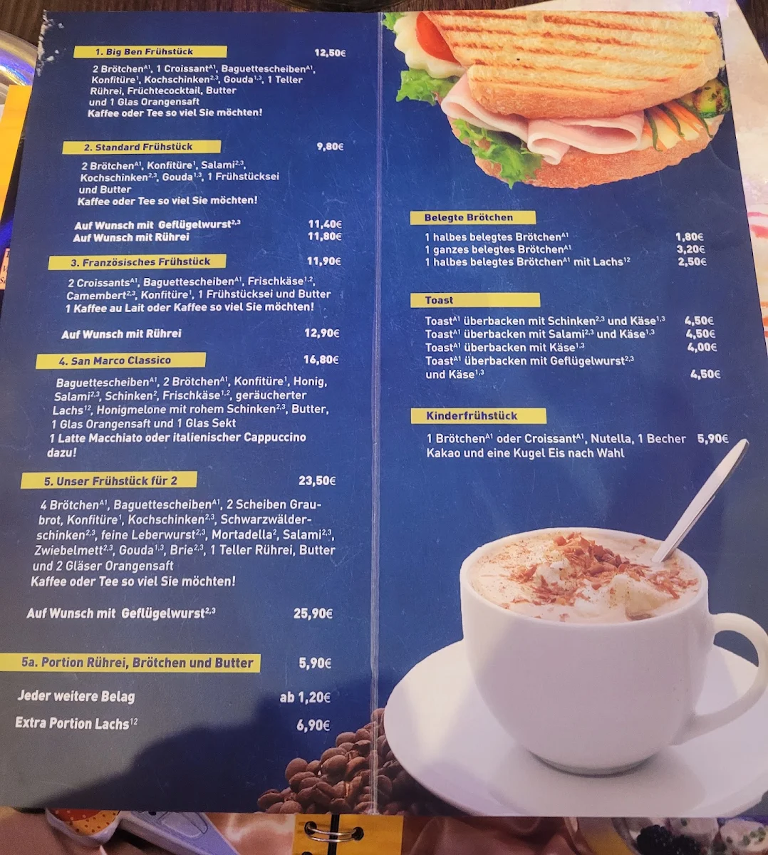 Speisekarte, Marco San Eiscafe