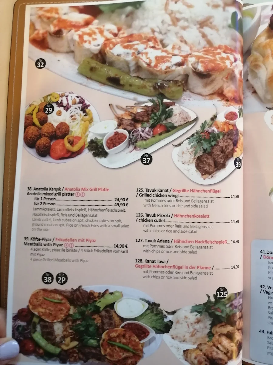 Speisekarte, Anatolia Cafe Restaurant Frankfurt am Main