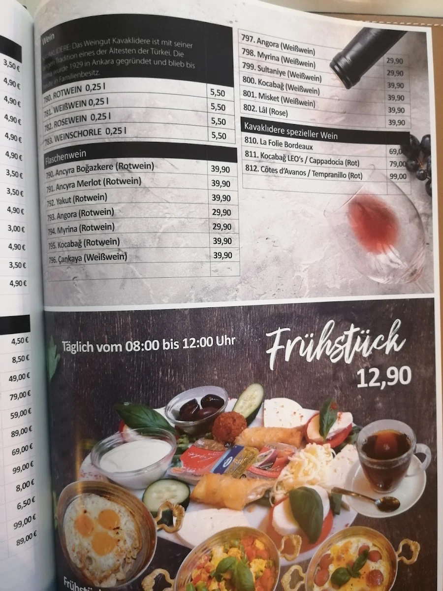 Speisekarte, Anatolia Cafe Restaurant Frankfurt am Main