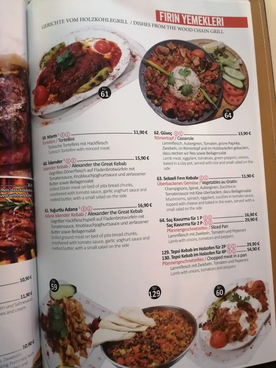 Speisekarte, Anatolia Cafe Restaurant Frankfurt am Main