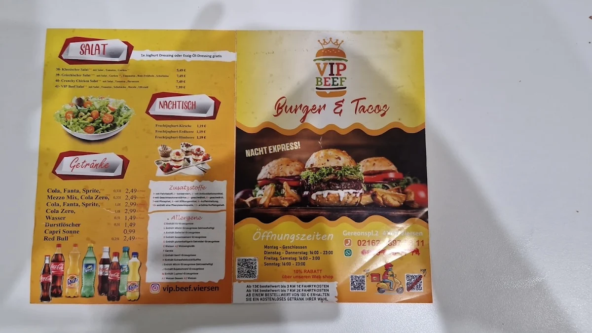Speisekarte, VIP Beef