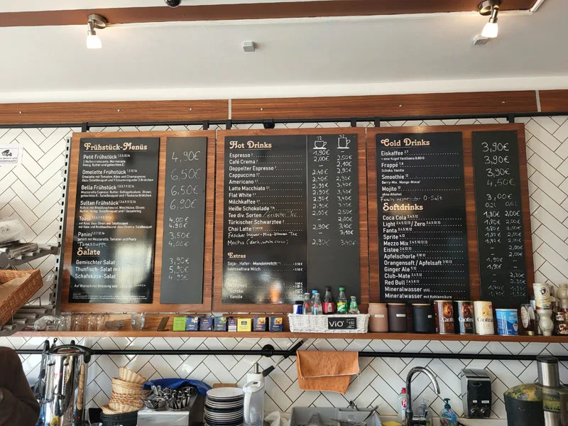 Speisekarte, Sophie’s Café & Backshop