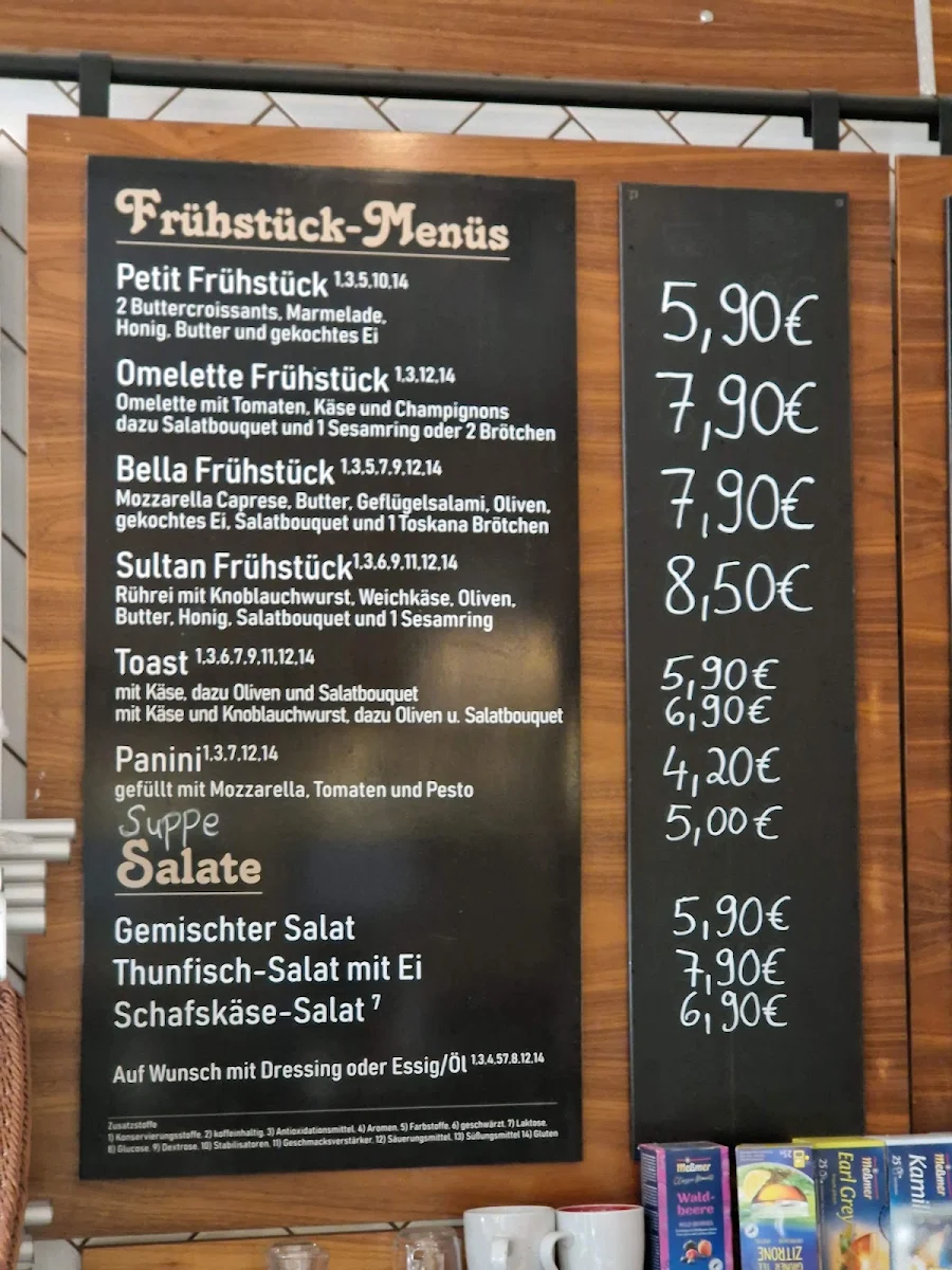Speisekarte, Sophie’s Café & Backshop