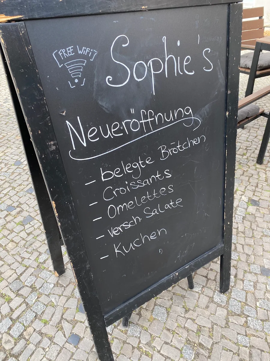Speisekarte, Sophie’s Café & Backshop
