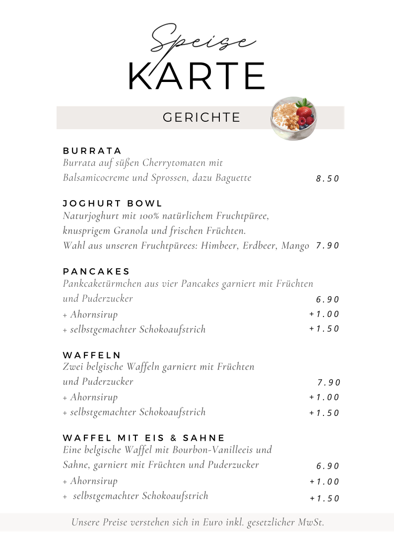Speisekarte, Krönchen bylenalisa