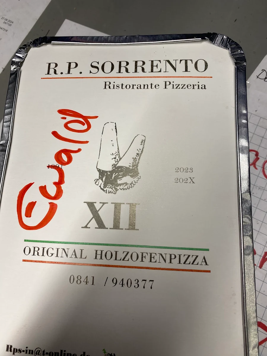 Speisekarte, Ristorante Pizzeria Sorrento da Vincenzo