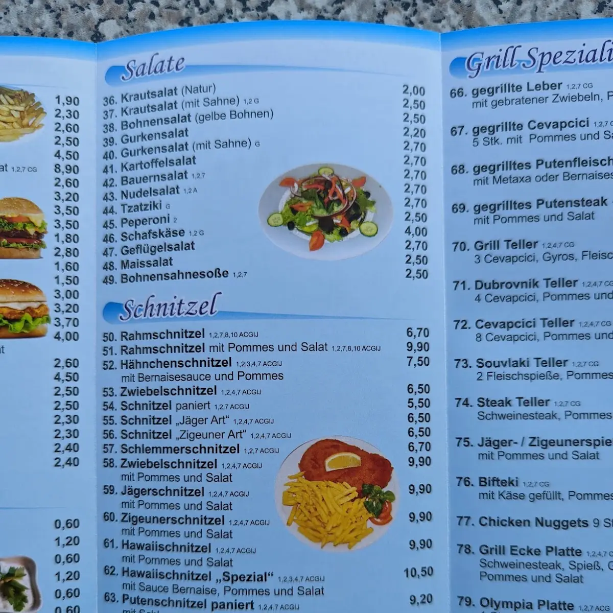 Speisekarte, Grill Ecke Mönchengladbach