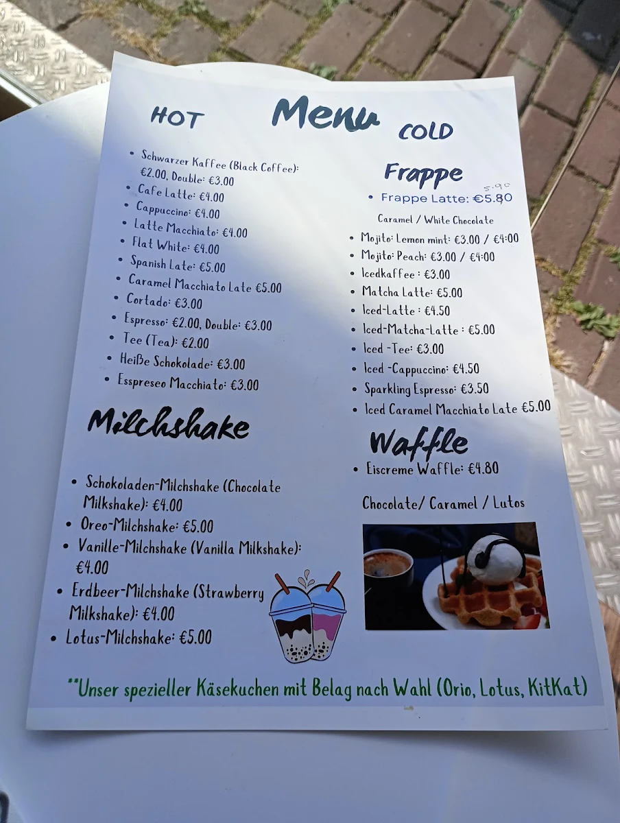 Speisekarte, Roots Cafe