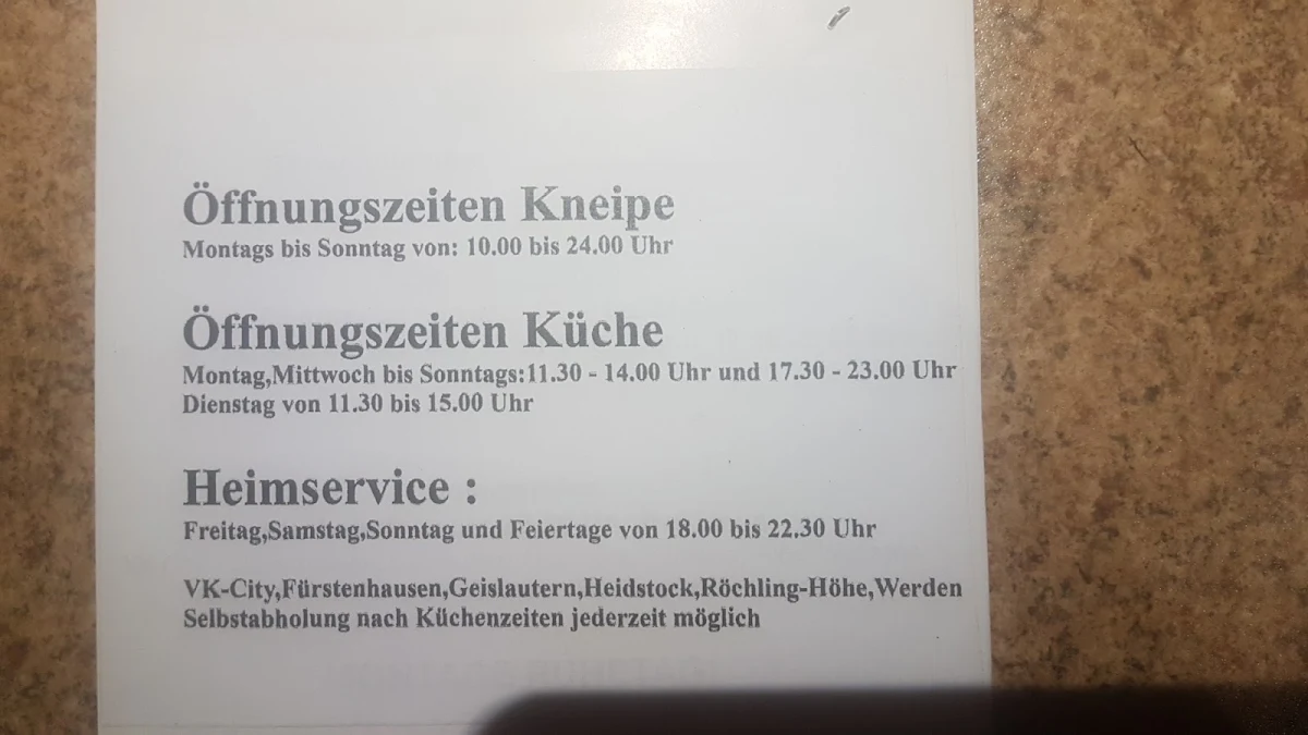 Speisekarte, Rottmanns Eck Pizza Franco