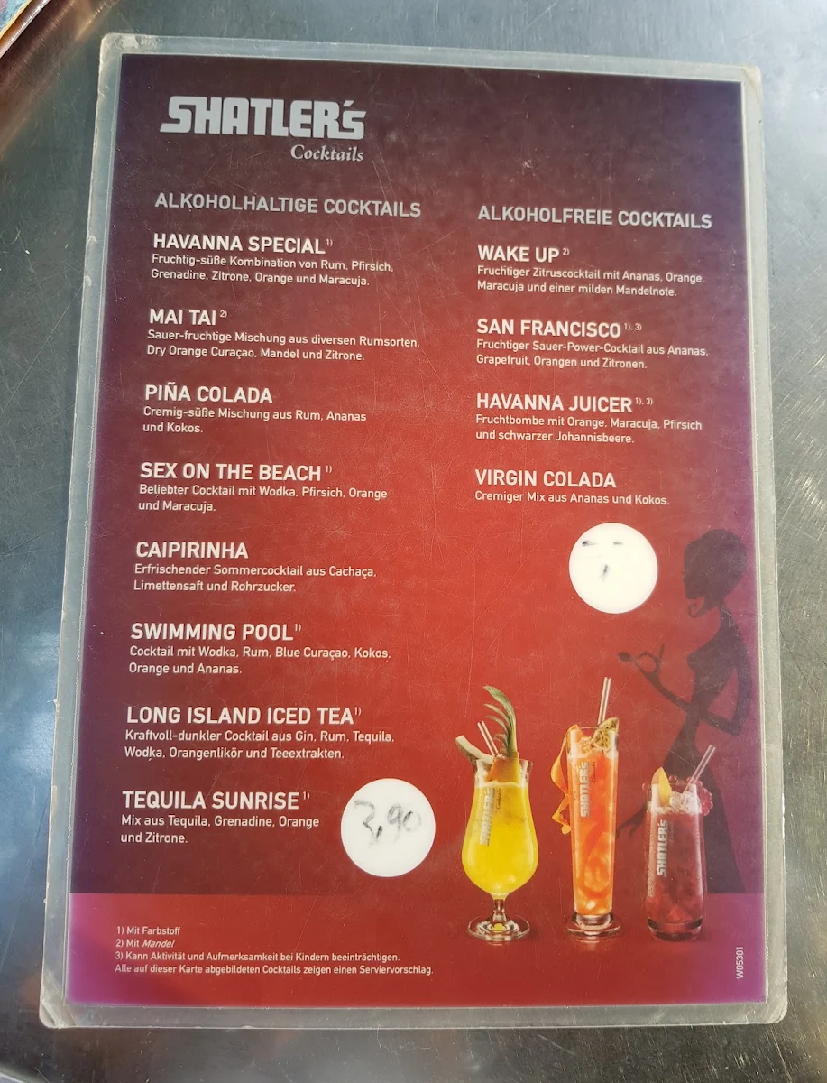 Speisekarte, Eiscafé Galleria