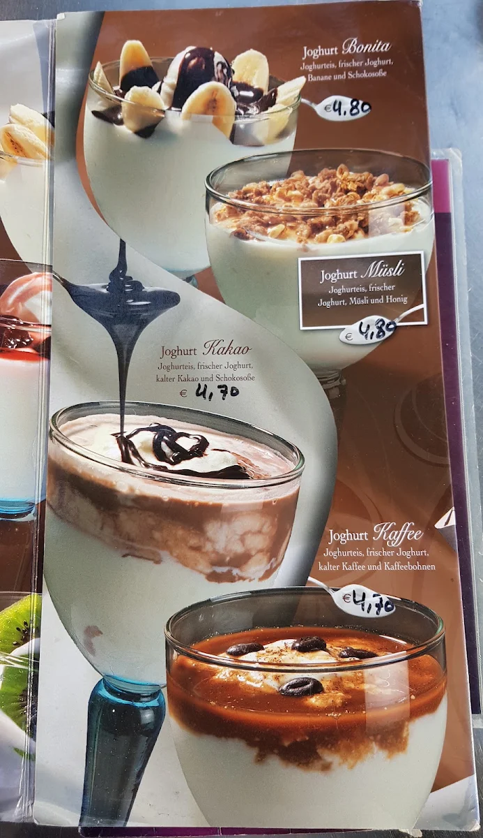 Speisekarte, Eiscafé Galleria