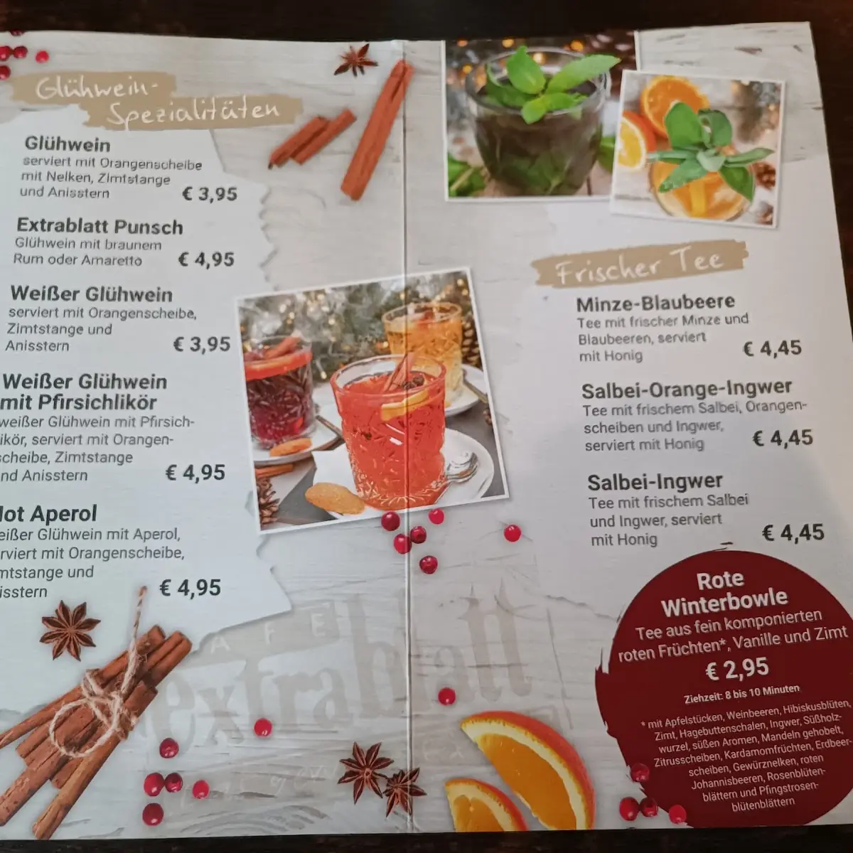 Speisekarte, Cafe Extrablatt Lippstadt